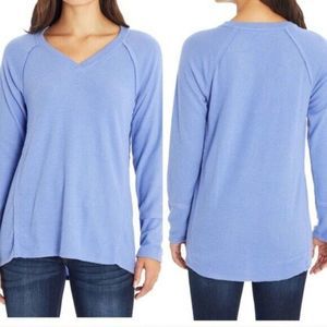 Wildfox Women's Haley Brushed Waffle Top V-Neck Size M Purple Orchid Knit Soft